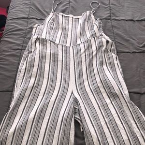 Forever 21 gray and white jumpsuit
